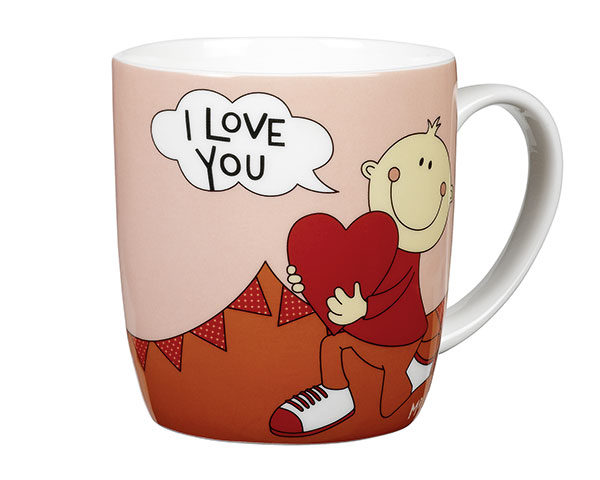 Mr. Smile - I Love you - Liebesbotschaft auf Porzellanbecher in Geschenkbox