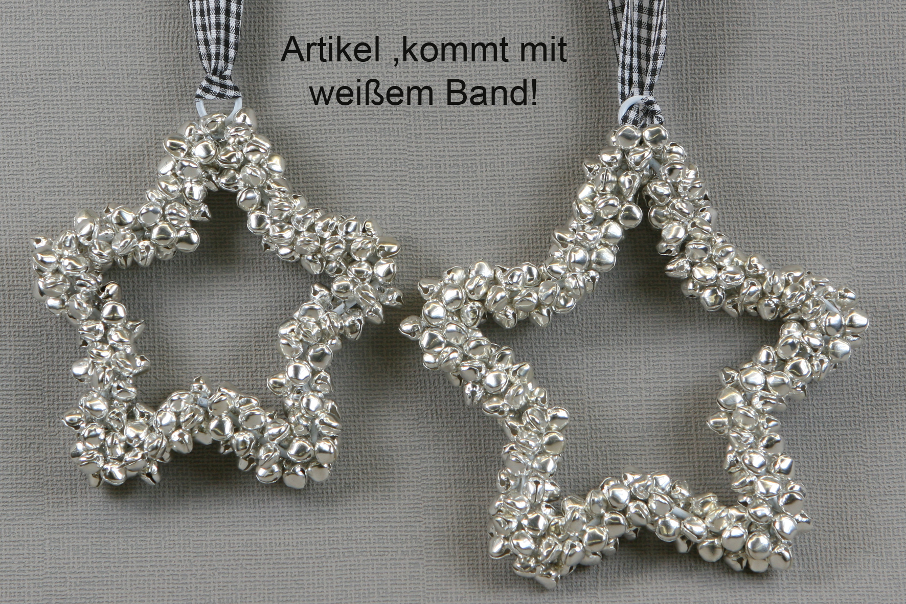 Dekohänger Stern mit Glöckchen, 10 cm, silber - Glocken Deko Metall