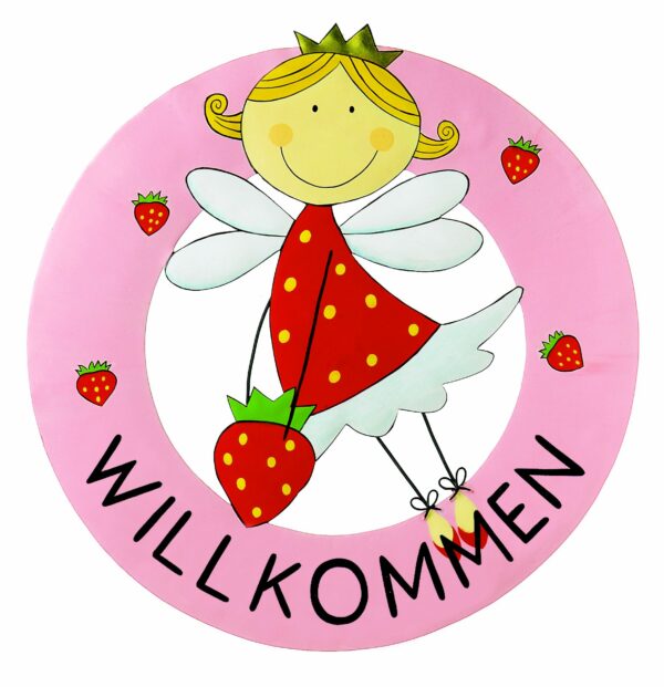 Mila Erdbeerfee Willkommensschild - Metall