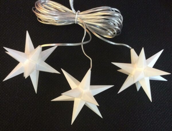 3 er 3D LED Stern mit Zuleitung und Timer - Weihnachtssterne 11 cm Leuchtstern