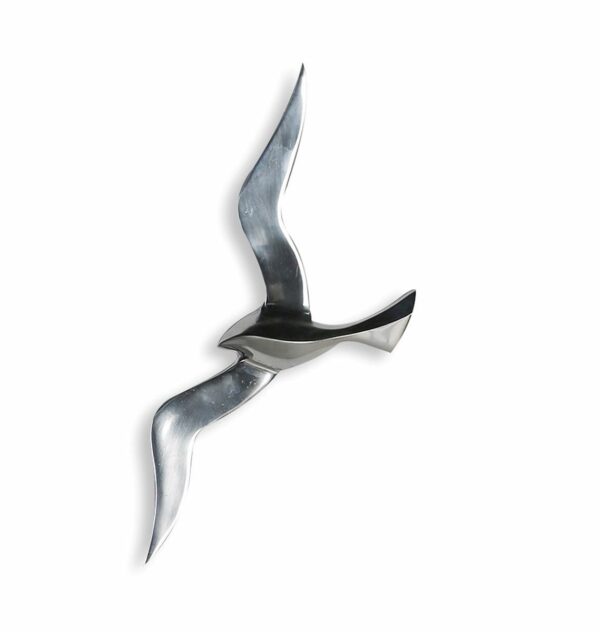 Schwalbe Wanddeko silber Vogel, Alu Möwe, poliert - Flying Bird