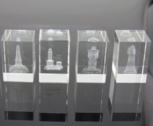 3D Laser Glas Kristall Maritim Motiv - Golf Glasobjekt mit Lasertechnik