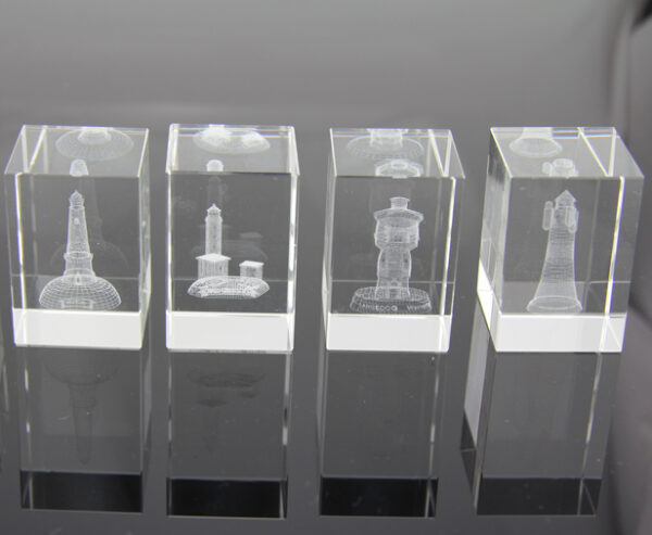 3D Laser Glas Kristall Maritim Motiv - Golf Glasobjekt mit Lasertechnik