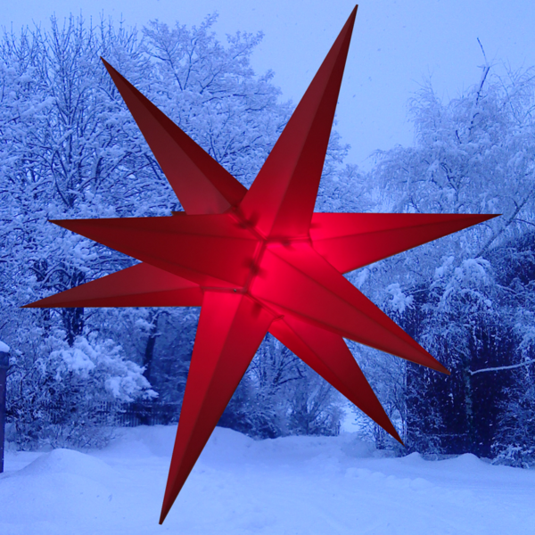 3D Stern Spritzguss rot - 56 cm - inkl. 7 m Außenkabel und LED Birne- Balthasar Stern.
