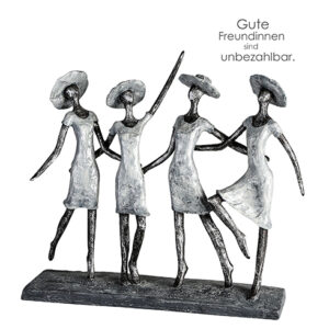 4 Ladys - Skulptur Frauengruppe mit Hüten - mit Spruchanhänger