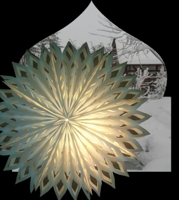 Oudoor Schneeflocke - 60 cm - inkl. 4 m Außenkabel Faltstern Origami Schneeflocken Aussenbeleuchtung