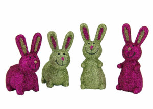 Mila Glitzer Hasen - grün + lila - einzeln oder im Set Dekofiguren Hase aus Resin