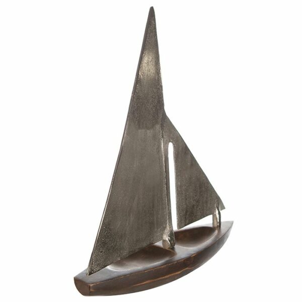 Holz Skulptur Segelboot Classic, Rumpf aus Mangoholz, Segel aus Aluminium, 27-53cm