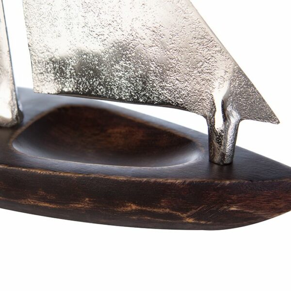 Holz Skulptur Segelboot Classic, Rumpf aus Mangoholz, Segel aus Aluminium, 27-53cm