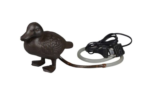 Wasserspeier Ente Gusseisen - inkl. Pumpe + Schlauch - Wasserspiel Brunnen Tierfigur