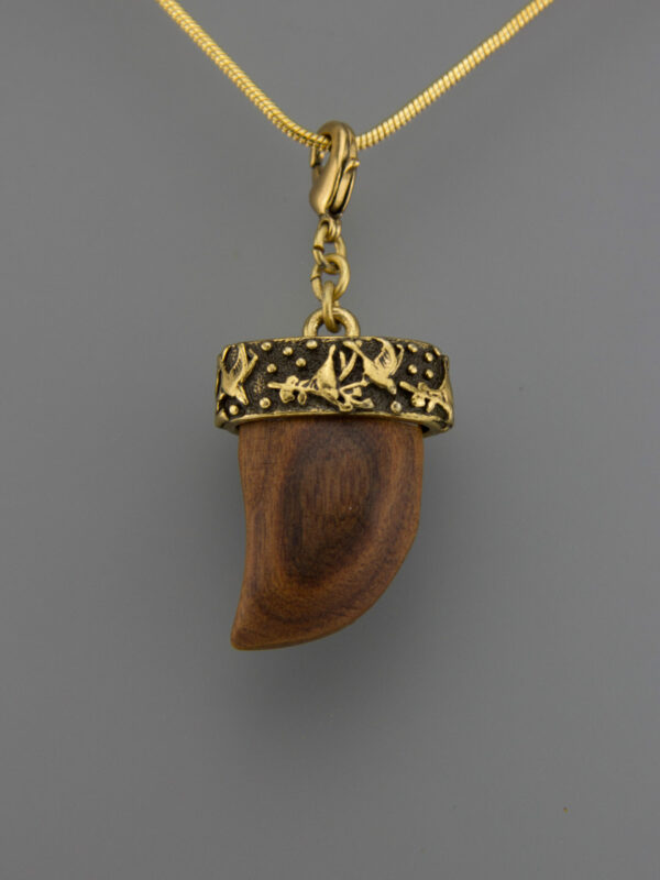 Pilgrim Holz Anhänger - gold - Zahn aus Palisander