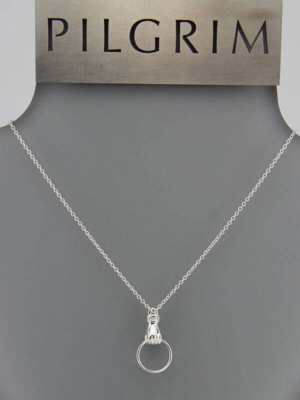 Pilgrim Kette Faust mit Ring silber + Verlängerungskettchen -Charms Kette