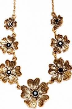 Pilgrim 449111 Jewelry Damen - Halskette Autums Finest 7 Blumen, gold-schwarz