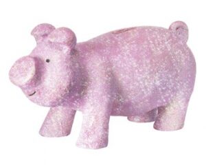 Mila Sparschwein Figur - Glitter Schwein Glücksschwein Dekofigur rosa/pink/lila