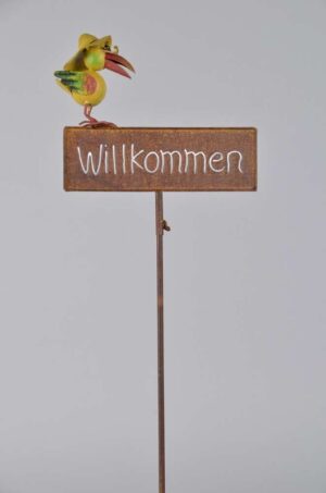 Willkommensschild Gartenstecker - Beetstecker Willkommen mit Vogel 460390-000-275_s