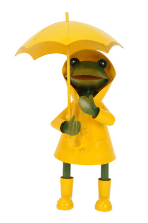 Schietwetter Frosch im Ostfriesennerz und Regenschirm - Metallfrosch Fischer Fritz 25 cm