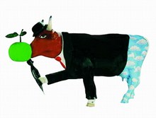 CowParade small Moogritte Mini Kuh inspiriert nach René Magritte - Rarität