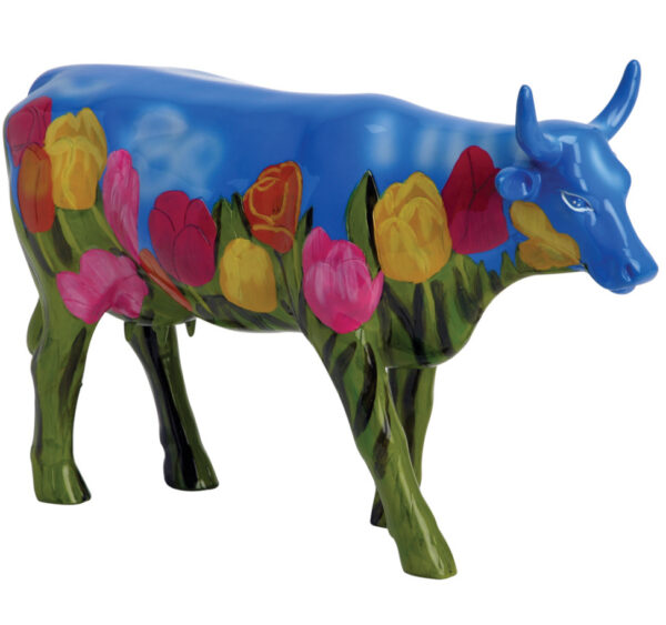 CowParade small Netherlands Mini Kuh mit Tulpen aus Niederlande