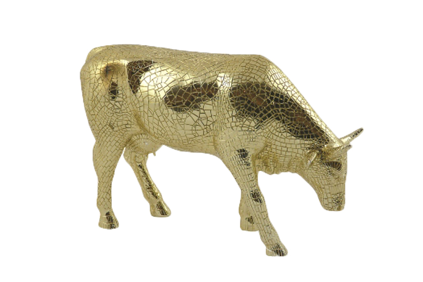 CowParade Mira Moo Gold large - Goldene Mosaik Kuh