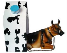 CowParade small Cowguard Mini Kuh Schäferhund - Wachhund mit Hütte - Rarität