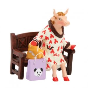 CowParade small Cocovia Mini Kuh Frau auf der Bank - Rarität