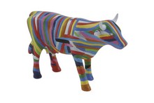 CowParade small Twins - bunt gestreifte Mini Kuh - Rarität