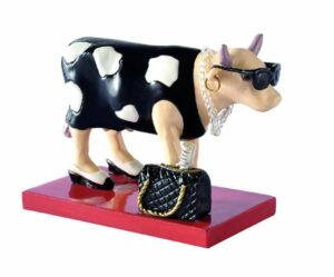 Fashion a bull CowParade original - small - Mini Sammlerkuh -Stylische Kuh Dame mit Sonnenbrille