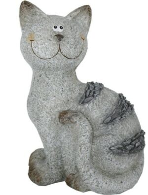 Katze Dekofigur Stein Look - Keramik frostfest und wetterbeständig