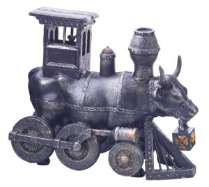 Moo-Choo-All Aboard! mittlere Kuh / CowParade medium als Eisenbahn - Lokomotive