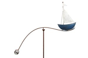 Windspiel Segelboot Skipper - Metall Balancer Gartenpendel Schiff mit Glaskugel
