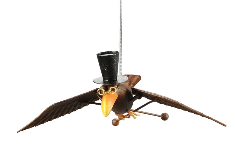 Schwingvogel aus Metall - Hängefigur Dr. Rabe mit Brille + Zylinder