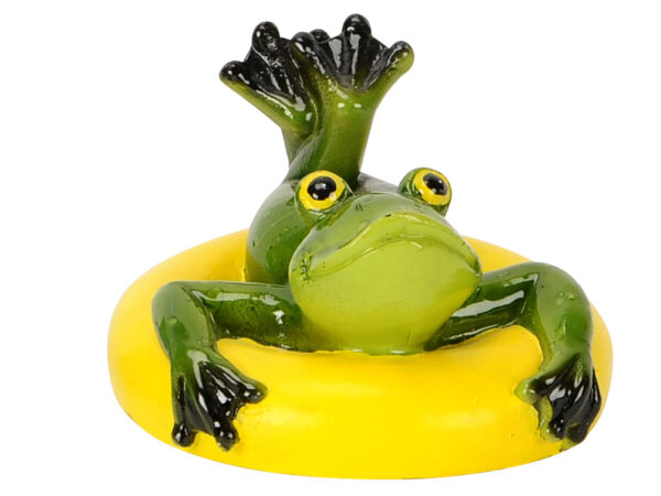 Schwimmfigur Frosch im Schwimmreifen - lustiger Schwimmfrosch - Teichfigur 482197-000-995 -gelb