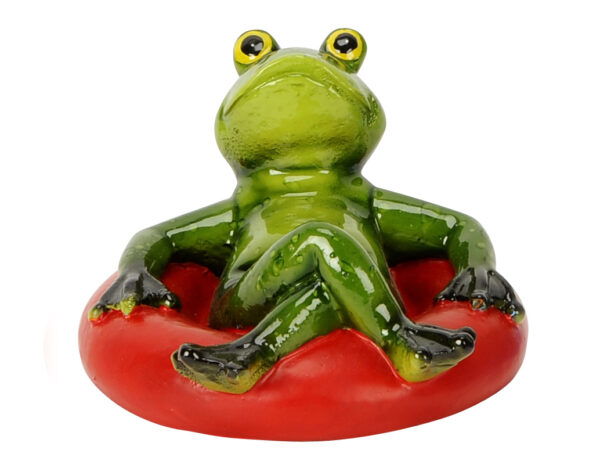 Schwimmfigur Frosch im Schwimmreifen - lustiger Schwimmfrosch - Teichfigur 482197-000-995 -rot