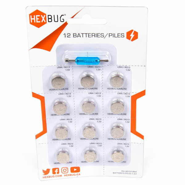 AG13/LR44 Knopfzelle für Hexbug - 12 Pack Ersatzbatterien für Robotertierchen inkl. Schraubendreher