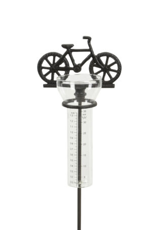 Regenmesser Fahrrad - Niederschlagsmesser Herrenrad aus Gusseisen - Gartenstecker für Radfahrer