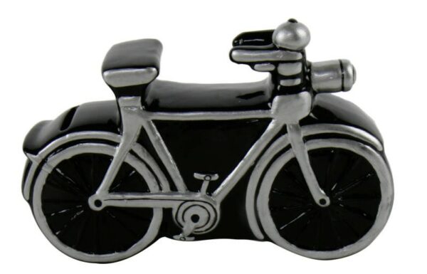 Spardose Fahrrad Herrenrad 17 cm - Cycle Fahrrad Keramik schwarz-silber Sparbüchse Geldgeschenk