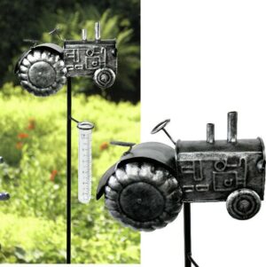 Regenmesser Trecker Traktor - Metall Niederschlagsmesser Gartenstecker