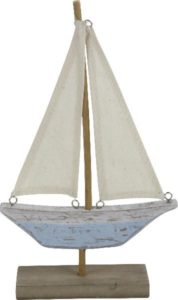 Holz Boot Skulptur Segelboot auf Sockel - Segelschiff - Schiff - maritim