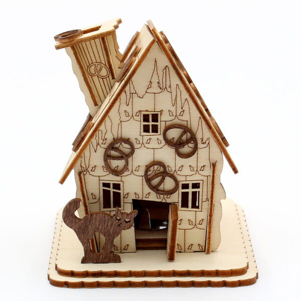 Lebkuchenhaus Räucherfigur - Räucherhaus Pfefferkuchenhaus mit Katze