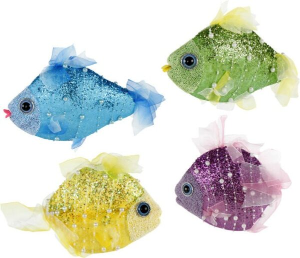 Hängedeko Glitzerfische, bunte Fische mit Glitzer, Schaumstoff