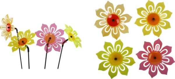fluoreszierende Gartenstecker Sonnenblume - Leuchtblume, Blumenleuchte Sonnenfänger mit Schwingstab - Acrylglas