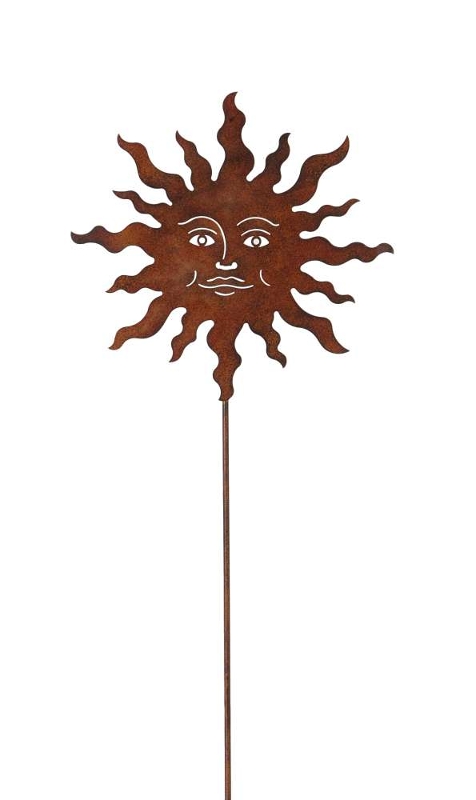 Metall Sonne Gartenstecker - Beetstecker Sonnengesicht - Rost Sonne zum Stecken