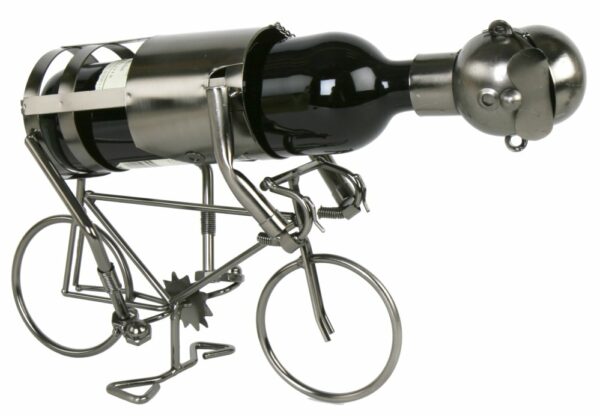 Flaschenhalter Radfahrer aus Metall - Fahrrad - Bahnrad - Keirin - Weinflasachenhalter Skulptur
