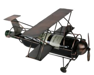 Flaschenhalter Doppeldecker - Weinflaschenhalter Skulptur Flugzeug - Propellerflugzeug aus Metall