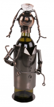 Flaschenhalter Krankenschwester Skulptur Arzthelferin, Metall / Kupferfarben