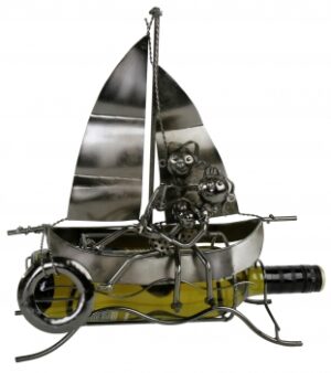 Flaschenhalter Loveboat - Liebespaar im Boot - Segelschiff Weinflaschenhalter Schiff Skulptur Maritim