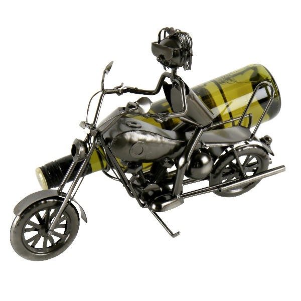 Weinflaschenhalter Motorradfahrer mit Beifahrersitz - Metall Flaschenhalter Motorrad mit Beiwagen