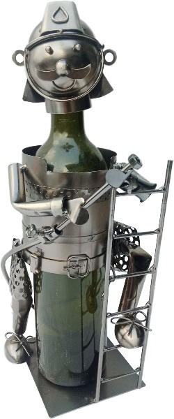 Flaschenhalter Feuerwehr Skulptur Feuerwehrmann im Einsatz - Flaschenständer