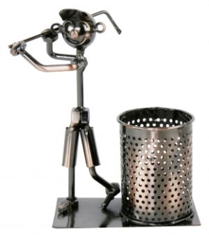Piccolo Flaschenhalter Golfspieler - Weinflaschenhalter Metall Skulptur Golfer - Golf Stifteköcher