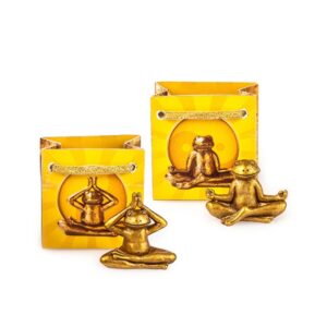 Yoga-Frosch - Yogafigur Frosch in Geschenktüte - Mini Yoga Frosch, gold